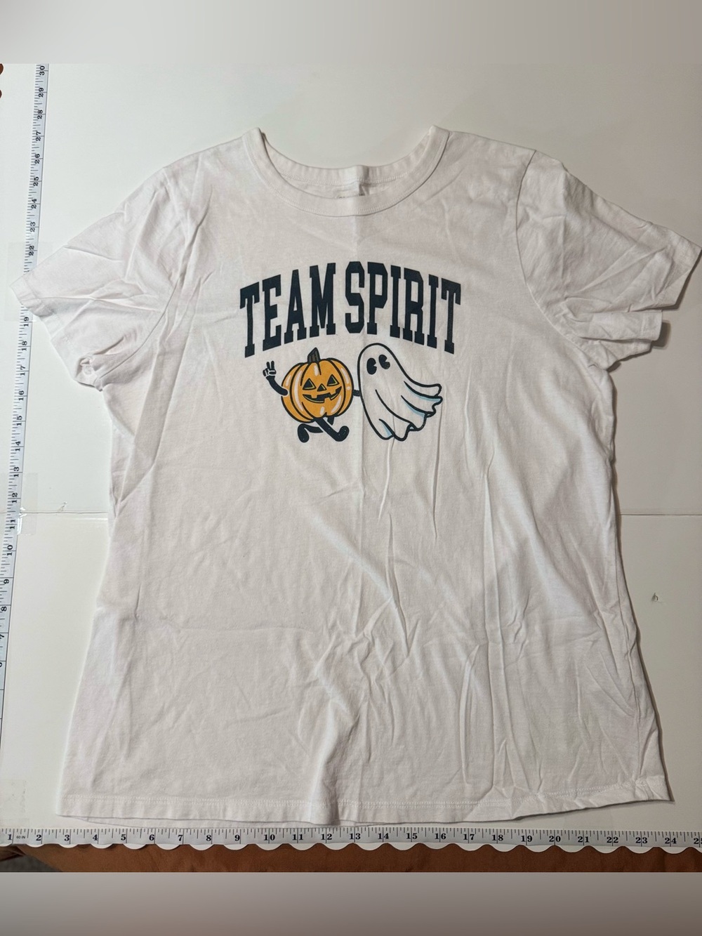 Old Navy White 'Team Spirit' Halloween Graphic Tee with Pumpkin and Ghost